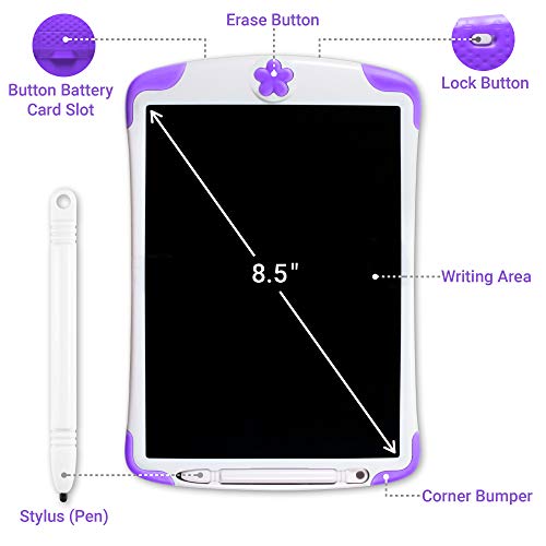 Simicore 8.5 inch Smart LCD Writing Tablet - Gift for Kids Writing Tablet Doodle Drawing Board with Erase Button and Screen Lock (Purple)