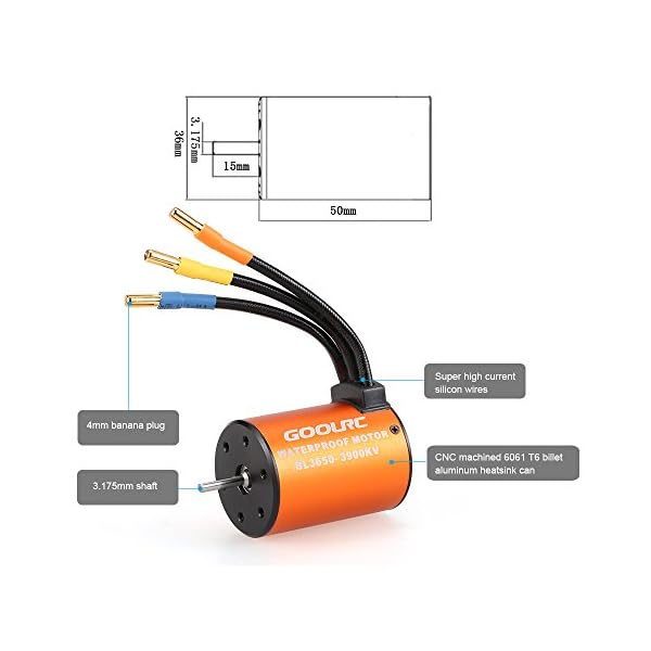GoolRC Upgrade Wasserdicht 3650 3900KV Brushless Motor mit 60A ESC Combo Set für 1/10 RC Auto Truck – Bild 7