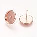 NBEADS 500 Pcs Flat Round Brass Stud Earrings Components, Cadmium Free & Nickel Free & Lead Free, Rose Gold, Tray: 12mm; 14x14x2mm, Pin: 0.7mm