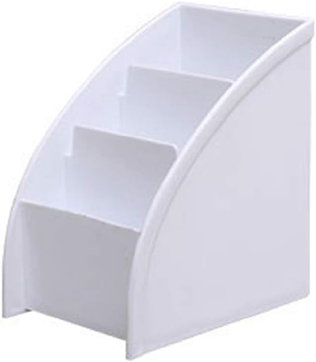 Kpop Space Wonderful 1Pc Trapezoid Desk Decor Remote Control Holder Storage Box Multi-Layer Mobile Phone Sundries Shelf Racks Tidy Organizer(White)