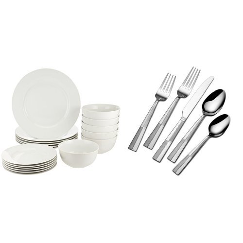 AmazonBasics 18Piece Dinnerware Set, Service for 6 and International