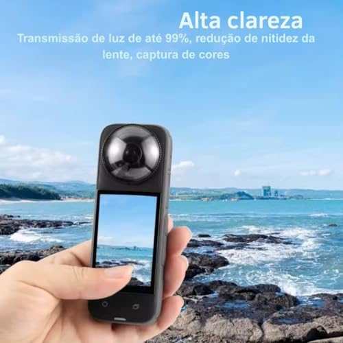 Protetor de Lente 360 X5 Premium Kit 2 Peças, Lens Guard Transparente Antiarranhão para Câmera 360 X5