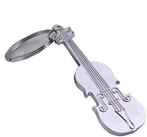 Sumperth Mini Creative Violin Keyring Charm Metal Chain Silver Key Ring Men Gift Bag Decorations
