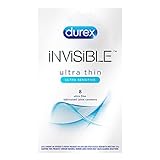 Durex Condom Invisible Ultra Thin Natural Latex Condoms, 8 Count - Ultra Senstive, Lubricated, Transparent