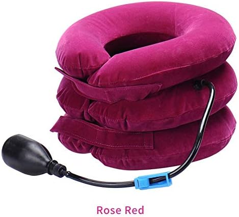 ZHUOTOP Inflatable Neck Brace Pump Up Neck Brace Neck Stretcher For Home,Work,Travel Approved for Fast Neck Pain Relief Aligns Spine Relieves Pressure Adjustable Rose Red