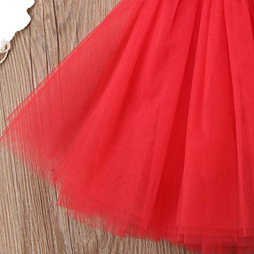 Toddler Girl Baby Lace Flower Sequin Tutu Dress Tulle Pageant Wedding Party Formal Girls Dresses red02 12-18M - Thumbnail 7