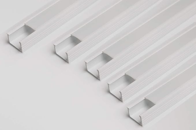 10 m (5CS X 6.6 ft/2 M) PVC weiss LED Profil Kanal mit Abdeckung milchig Profil 16 x 11 mm für Strip Beleuchtung Kanal PVC Pr