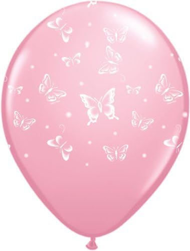 Butterflies-A-Round Pink 11" Latex Balloons x 5