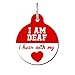 I Am Deaf I Hear with My Heart Medical Dog Tag Cat Tag Red (Large)