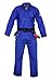 FUJI Lightweight Brazilian Style Jiu Jitsu Uniform, BJJ Uniform with Pearl Weave Fabric Jacket and Bungee Drawstrings, Blue, Size A4