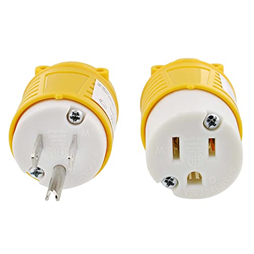 BISupply Electrical Plug Replacement 125 Volt 15 Amp Female and Male