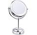 Rusee Double-Sided Lighted Makeup Mirror, Polished Chrome Finish 6-Inch Battery-Operated and 3X Magnifying Bathroom and Countertop Vanity Mirrors