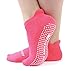 Live Happy Be Healthy Non-Slip Socks Yoga Barre Pilates Hospital Maternity Sock w/Grips for Women Men 2-Pairs Black (Pink 1 Pack)