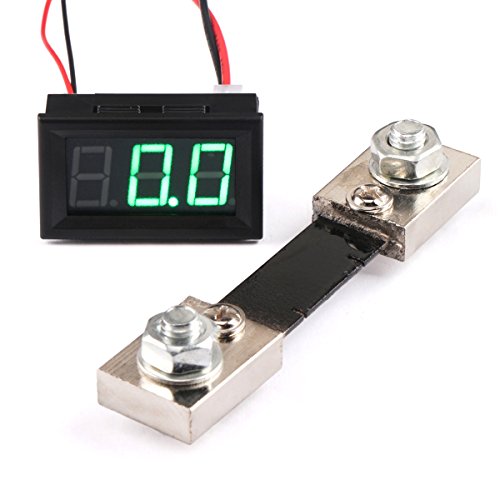 DROK 0.56" DC 100A Ammeter Current Ampere Panel Meter Amp Gauge 0-99.9A Current Monitor Amperage Tester Monitor Green LED Digital Display