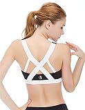 Icyzone Women's Activewear Fitness Moving Comfortbal Racerback Sports Bras (M, White Cross Back)