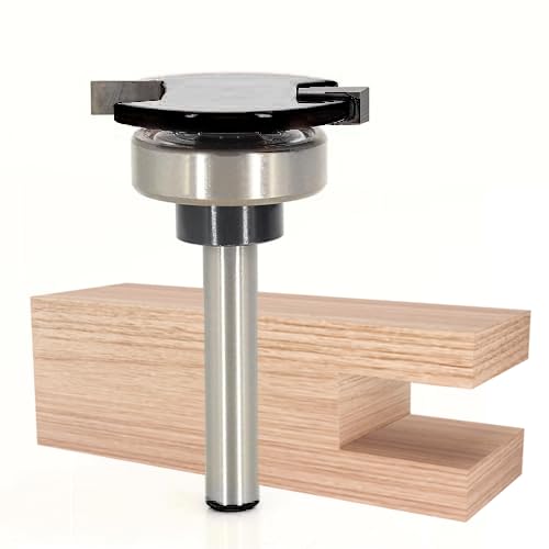Akylin Router Bits 1/4 Inch Shank - Top Bearing Slot Cutter Router Bit - 1-1/4 Cut Dia, 5/32" Height, 3/16" Depth, Carbide Tip Slot Cutting Bit/Slotting Cutter, for Wood Flooring Grooves