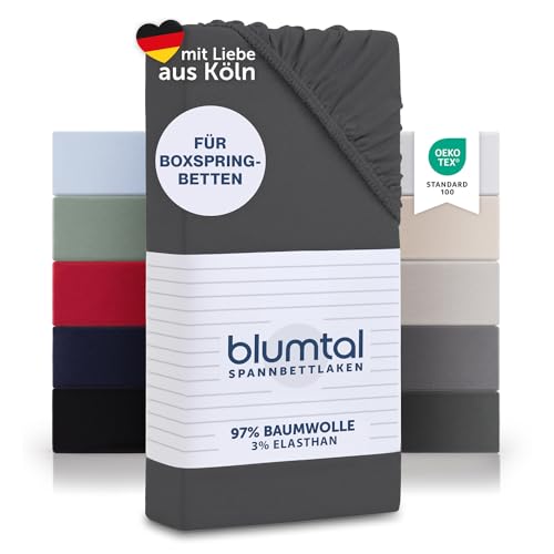 Blumtal® Basics Spannbettlaken für Boxspring 180x200x45cm Jersey - Bettlaken aus 100% Baumwolle - Oeko-TEX zertifiziertes Spannbetttuch 180x200cm - An