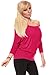 Women's Jersey off the Shoulder Sweater Top Round Scoop Neck, Dusty Rose, Medium