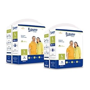 ELDURO Unisex Adult Diaper with Disposal Bag – Pack of 2 (Large) 20 Count