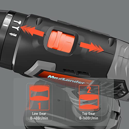 Cordless Drill, Maxlander 20V 1/2'' Drill Set with 2.0Ah Battery and Charger, Power Drill Cordless for Concrete Wall, Wood, Metal - Variable Speed