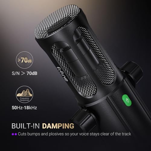 FIFINE USB/XLR Dynamic Microphone for Vocal, Podcasts, Streaming, Recording, Broadcasting, Studio Microphone with Mute Button, Headphone Jack for PC/XLR Mixer -TANK6