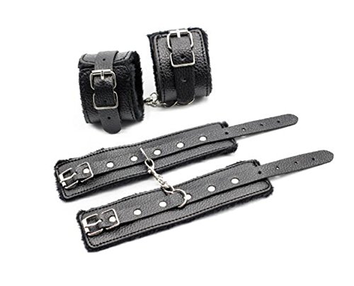 Jiuhexu Wrist Adjustable PU Leather Litchi Pattern Ankle Handcuffs - Thumbnail 2