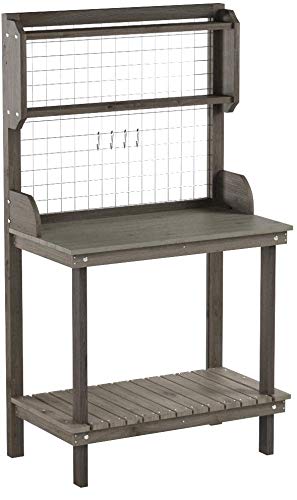 Coral Coast Coral Coast Potting Bench with Hanging Grate - Dark Brown Stain, Wood