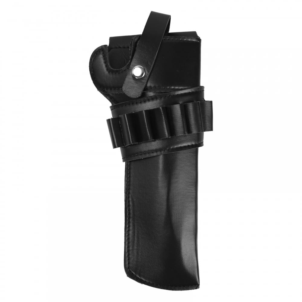 Cowboy Gun Holster, PU Leather Right Hand Western Holster with Bullet Holes Adjustable Snap Button West Dress Up Accessory for Revolver Outdoor Hunting