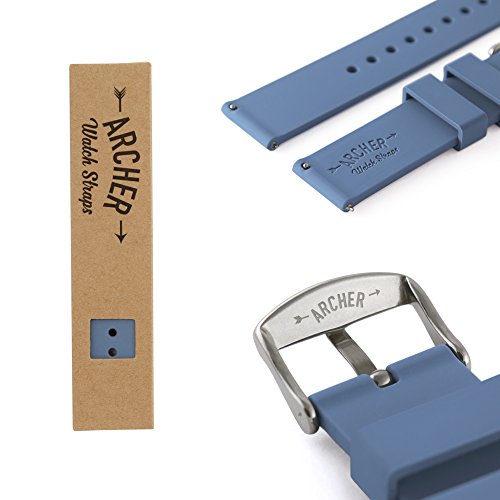 Archer Watch Straps | Silicone Quick Release Soft Rubber Replacement Watch Bands for Men and Women, Watches and Smartwatches (Steel Blue, 24mm) - Thumbnail 5