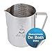 Milk Frothing Pitcher 30oz - Steaming Pitchers - Measurements on Both Sides Inside Plus eBook - Frother cup for Espresso Machines, Milk Frothers, Latte Art - Stainless Steel Coffee Jug