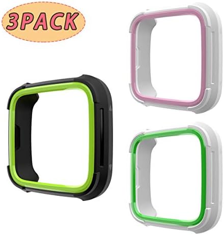 Anzela Case for Fitbit Versa/Versa Lite Smartwatch, Soft TPU + Hard PC Slim Fit Protective Case Bumper Shell Cover for Fitbit Versa/Versa Lite Smartwatch