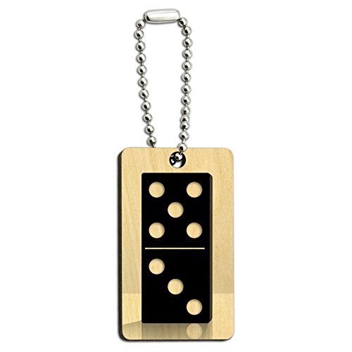 Black Dominoes - Game Wood Wooden Rectangle Key Chain