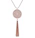 Long Necklaces For Woman Disk Circle Pendant Necklaces Tassel Fringe Necklace Set Statement Pendant (rose gold)