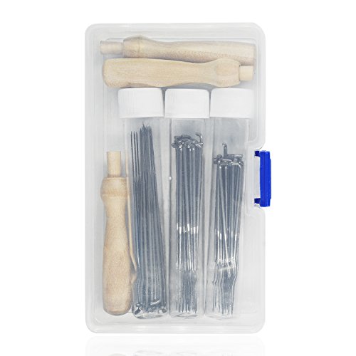 Quwei 63 Pieces 3 Sizes Felting Needles Wool Felt Tools with 3 Pieces Clear Bottles and 3 Pieces Wooden Handles - Thumbnail 4