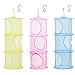 LANMOK 3pcs Hanging Mesh Storage Basket Foldable Space Saving Toy Organizer With 3pcs S hooks for Kids Room Bathroom Wall Balcony Wardrobe