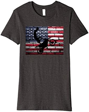 Womens American Flag Dirtbike Motocross Motorcycle Vintage T-Shirt Large Dark Heather