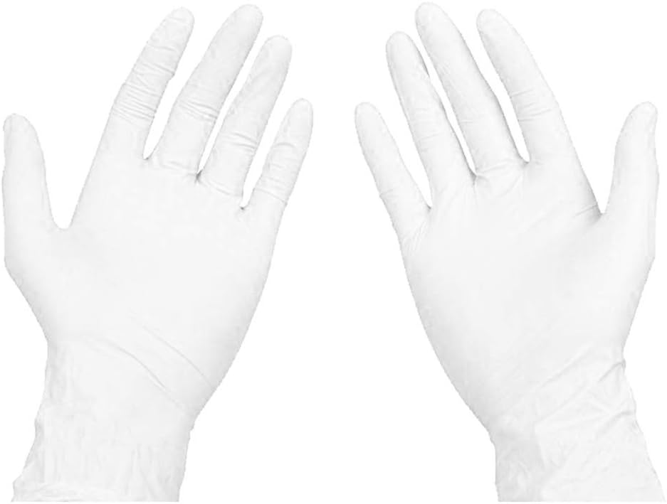 White Nitrile Disposable Gloves, Latex Free, Powder Free, Food Safe, Pack of 50, Medium Size