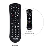 Philips Universal Remote Control for Samsung, Vizio, LG, Sony, Sharp, Roku, Apple TV, RCA, Panasonic, Smart TVs, Streaming Players, Blu-ray, DVD, Simple Setup, 4-Device, Black, SRP9141A/27