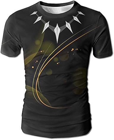 TravelMonster Panther Necklace Bla-CK Men's Short Sleeve Tshirt Tee Round Neck Full 3D Graphic Printed