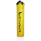 Fairtex HB6 Banana Heavy Bag, Muay Thai MMA Kickboxing Boxing Punching Bag | Full-length synthetic hide with non-tear lining. Extended cylinder absorbs low calf sweeps, front pushes, and knees