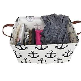 CLOCOR Rectangular Storage Basket,Collapsible Cute Pattern Storage Bin,Waterproof Coating Storage Box with Handles for… 41cDWKtGsJL