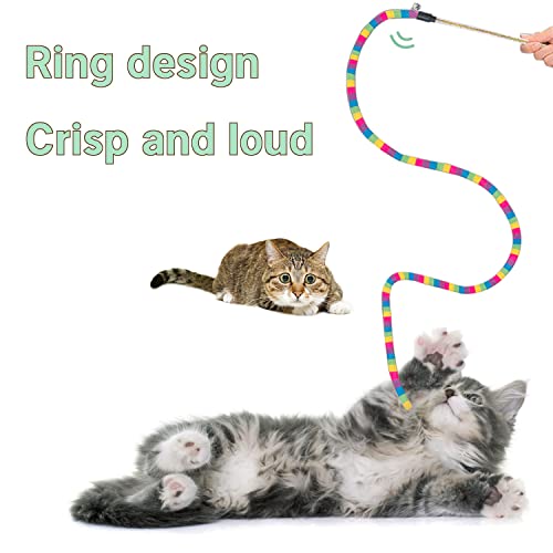 Interactive Cat Rainbow Wand Toy, 4pcs Supplies with Teaser Stick, pet Ball with Built-in Bell, Colorful Spring and Plush Doll Small Fish Refills, Funny Indoor Exerciser Playing cat Toy