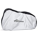 TOPTREK Bike Cover Waterproof Outdoor Storage Bicycle Cover for Mountain Bike Road Bike Dirt Rain Snow Bike Protection Large XL Size Heavy Duty 210T Oxford Fabric - Black&Silver