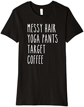 Womens Messy Hair Yoga Pants Target Mom Shirt with Sayings Gift Medium Black
