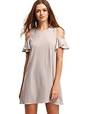 Milumia Women's Summer Cold Shoulder Ruffle Sleeves Shift Dress