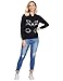 Romwe Women's Long Sleeve Kangaroo Pockets Slogan Letter Graphic Print Cute Cat Ear Pullover Hoodie Black L