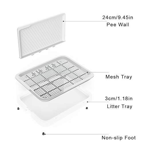 Beauenty Pee Pad Holder for Dogs, 19.69"X15.35" Dog Potty Tray with Raised Edge, Indoor Dog Litter Box for Small to Large Pets, Eco-Friendly & Easy to Clean