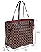 Daisy Rose Checkered Tote Shoulder Bag with inner pouch - PU Vegan Leather (Brown)