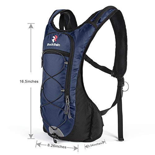 ROCKRAIN Windrunner Lightweight Hydration Pack with 2L BPA Free Water Bladder - Outdoor Sports Gear for Running, Cycling, Hiking, Biking, Camping (Navy Blue)