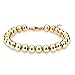 zindov Jewelry Wedding Bridal Stylish Beaded Bracelet in Stainless Steel Balls Chain Great Gift for Women Men Young Adults Color Tone 18K Yellow Gold Plated